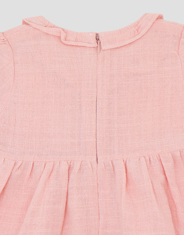 Little M 7/8 Woven Rami Plisket Dada Dress Bayi