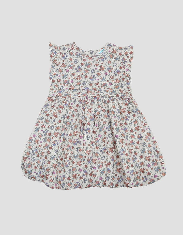 Little M Woven Pique Print Flower Midi Dress Bayi