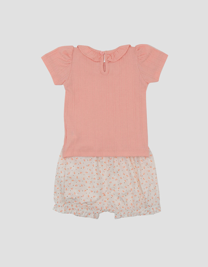 Little M Woven Mix Rib Knit Pakaian Setelan Bayi