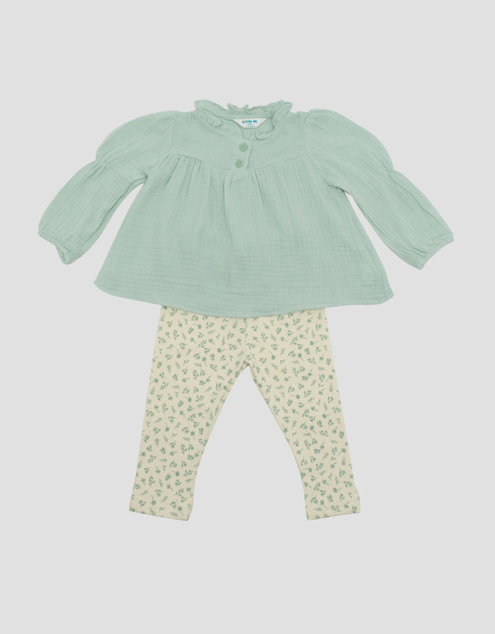 Little M Woven Double Layer Pakaian Setelan Bayi