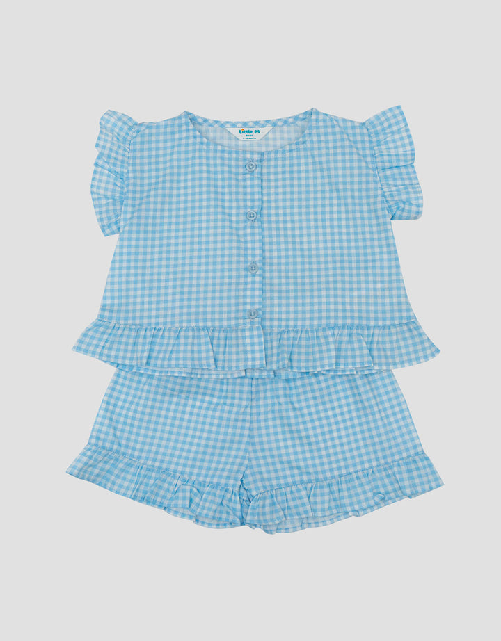 Little M Woven Kotak Pakaian Setelan Bayi