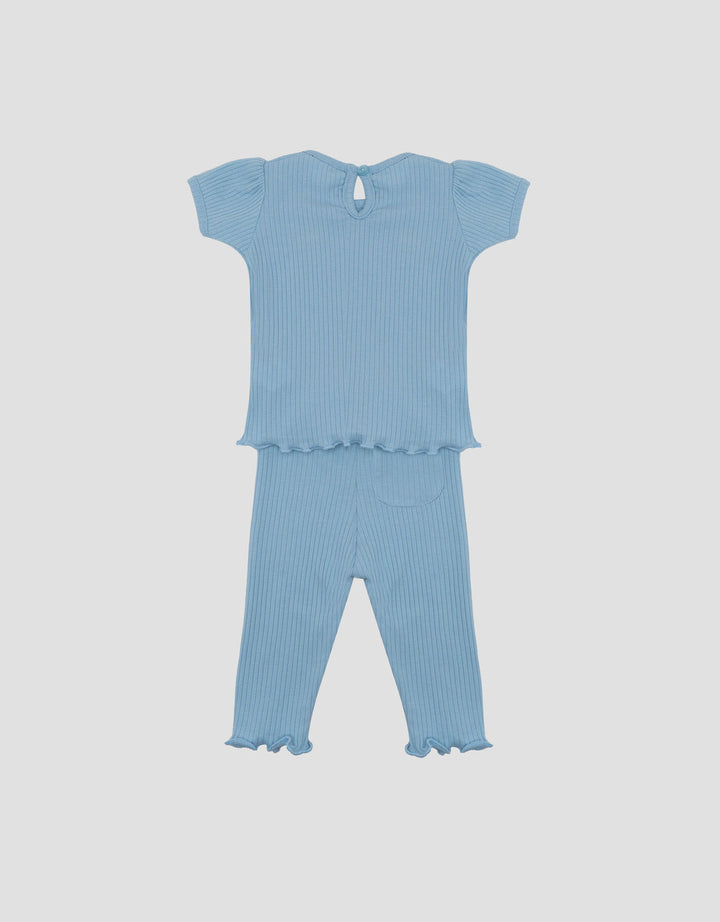 Little M Textured Rib With Embro Pakaian Setelan Bayi