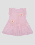 Little M Woven Poplin With Appl Flower Dress Bayi