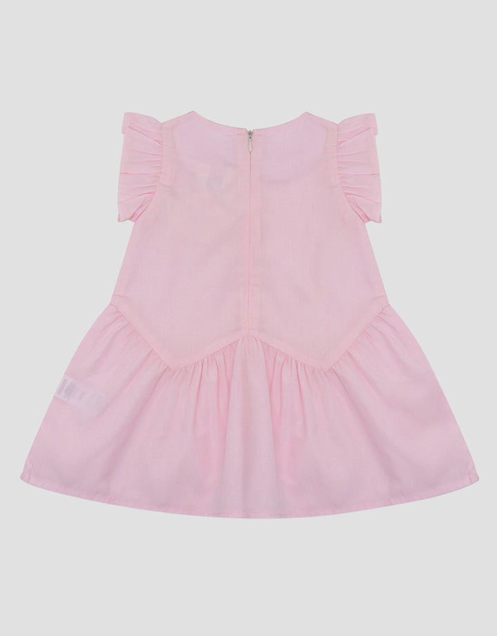 Little M Woven Poplin With Appl Flower Dress Bayi