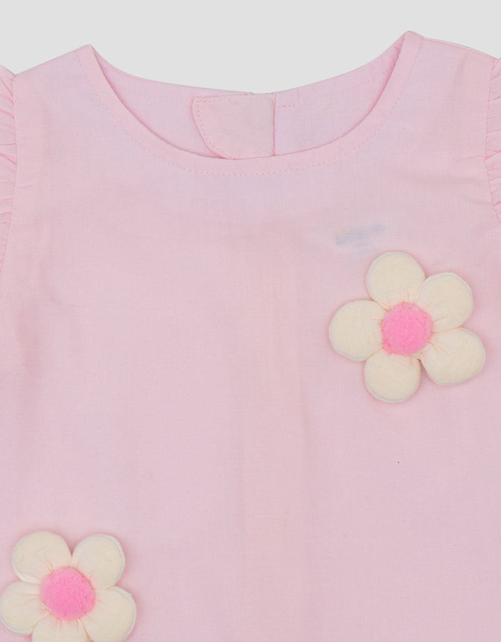 Little M Woven Poplin With Appl Flower Dress Bayi
