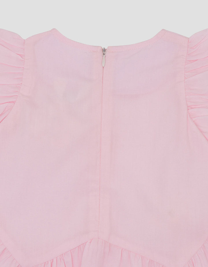 Little M Woven Poplin With Appl Flower Dress Bayi