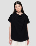Connexion Drappery Neck Crinkle Silk Blouse Wanita