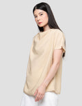 Connexion Drappery Neck Crinkle Silk Blouse Wanita