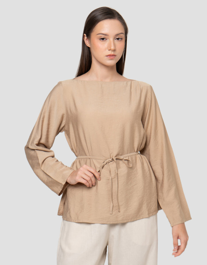 Connexion Crinkle Boat Blouse Wanita