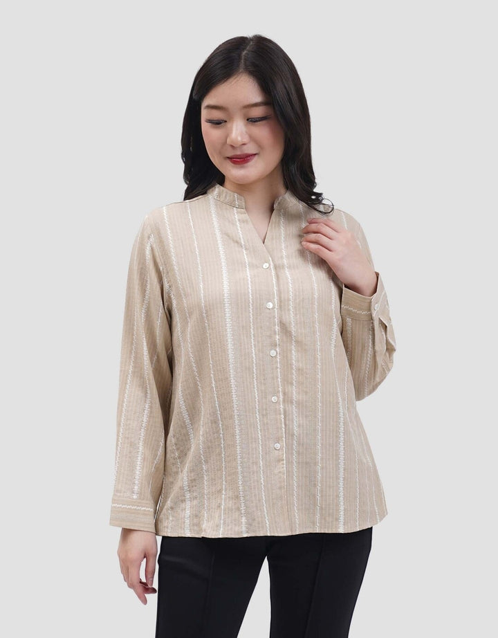 Connexion V-Neck Texture Printed Blouse Wanita