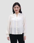 Connexion V Neck Crinkle Buttersilk Blouse Wanita