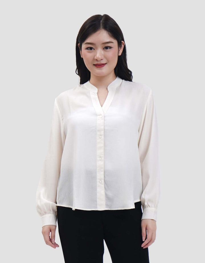 Connexion V Neck Crinkle Buttersilk Blouse Wanita