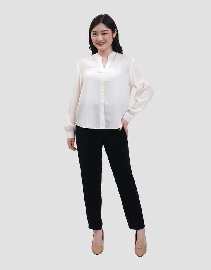 Connexion V Neck Crinkle Buttersilk Blouse Wanita