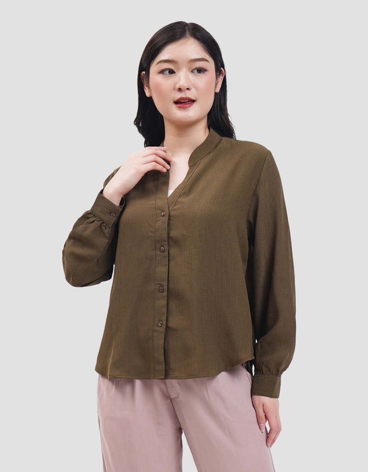 Connexion V Neck Crinkle Buttersilk Blouse Wanita