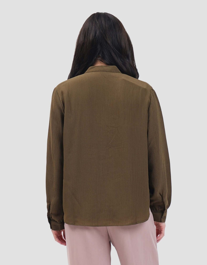 Connexion V Neck Crinkle Buttersilk Blouse Wanita