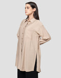 Connexion Texture Linen Long Tunic With Fornt Pocket Kemeja Wanita