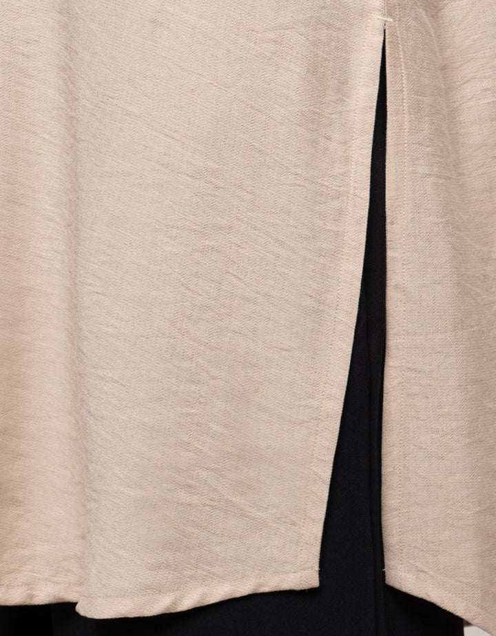 Connexion Texture Linen Long Tunic With Fornt Pocket Kemeja Wanita