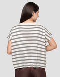 Connexion Striped Cotton Blend Knitted Kaos Wanita