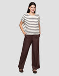 Connexion Striped Cotton Blend Knitted Kaos Wanita