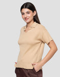 Connexion Boxy Knitted Top With Skipper Collar Kaos Wanita