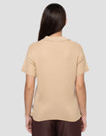 Connexion Boxy Knitted Top With Skipper Collar Kaos Wanita