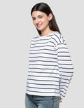 Connexion Off Shoulder Stripe Kaos Lengan Panjang Wanita