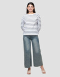 Connexion Off Shoulder Stripe Kaos Lengan Panjang Wanita