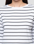 Connexion Off Shoulder Stripe Kaos Lengan Panjang Wanita