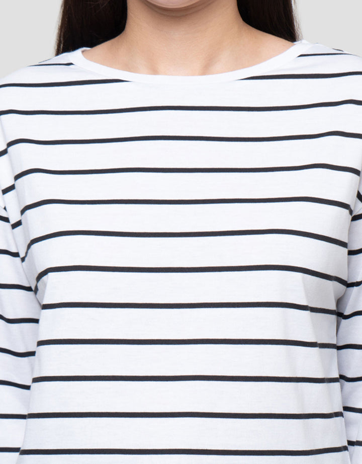 Connexion Off Shoulder Stripe Kaos Lengan Panjang Wanita