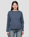 Connexion Off Shoulder Stripe Kaos Lengan Panjang Wanita