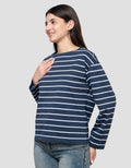 Connexion Off Shoulder Stripe Kaos Lengan Panjang Wanita
