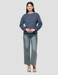 Connexion Off Shoulder Stripe Kaos Lengan Panjang Wanita