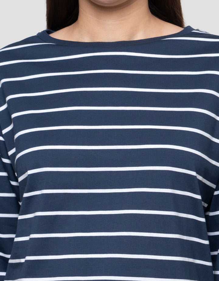 Connexion Off Shoulder Stripe Kaos Lengan Panjang Wanita