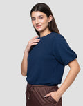 Connexion Crew Neck Texture Knit Top With Elasticated Hem Blouse Wanita