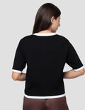 Connexion Formal Crop Emas Cardigan Lengan Pendek Wanita