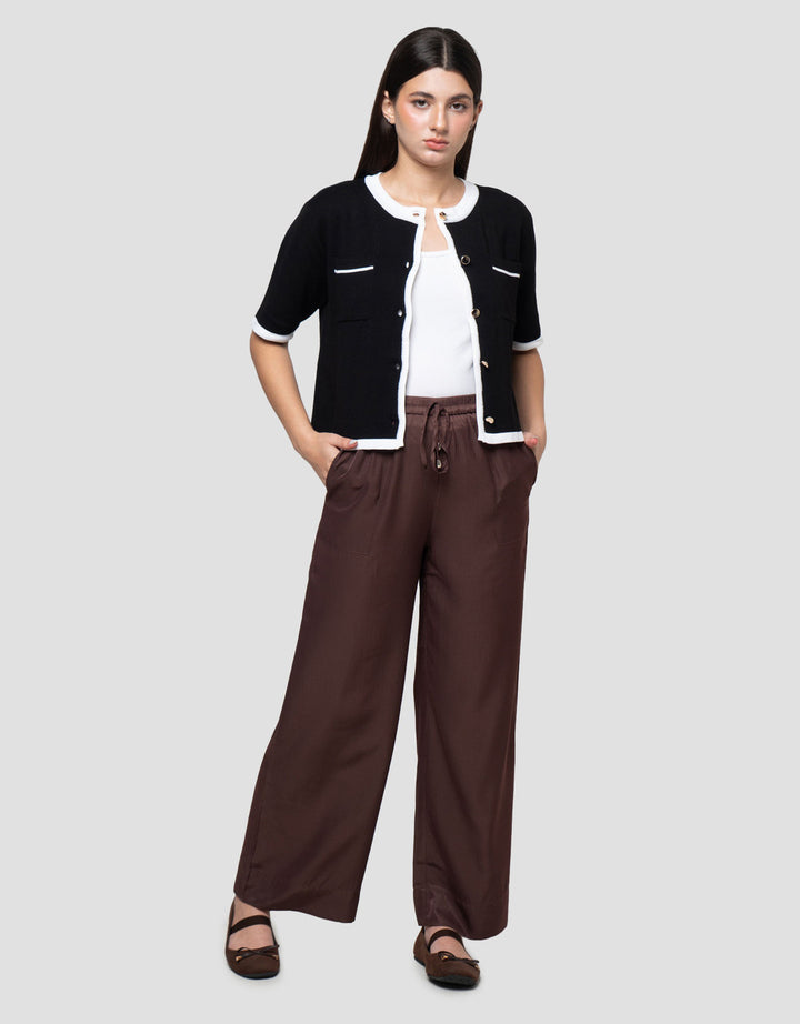 Connexion Formal Crop Emas Cardigan Lengan Pendek Wanita