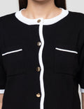 Connexion Formal Crop Emas Cardigan Lengan Pendek Wanita