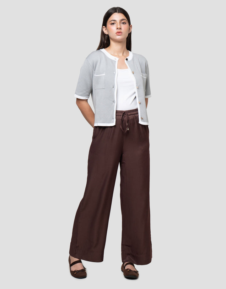 Connexion Formal Crop Emas Cardigan Lengan Pendek Wanita