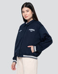 Nevada Varsity With Collar Jaket Wanita