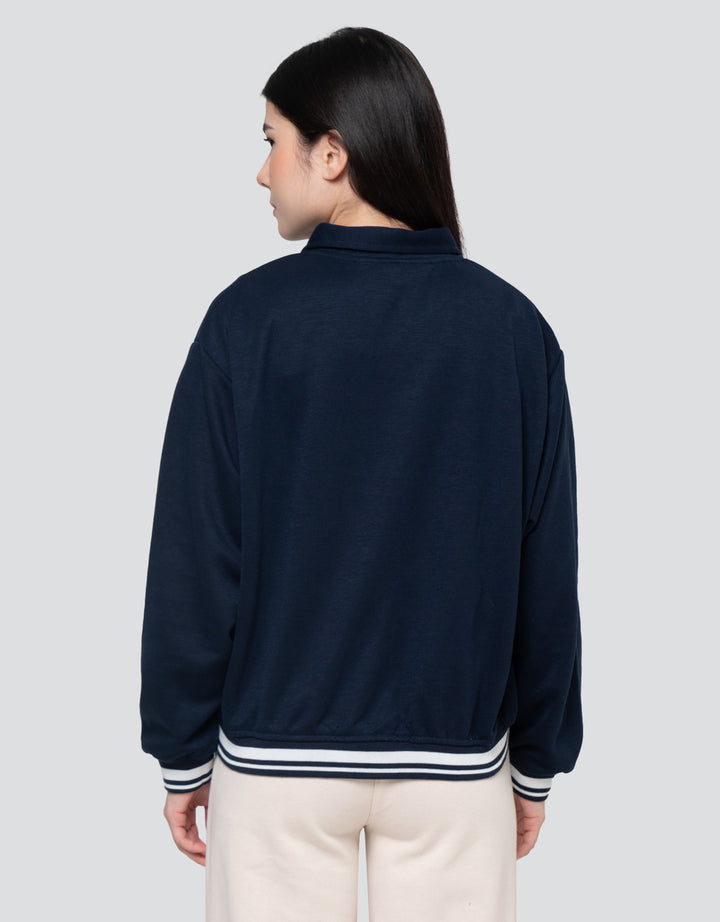 Nevada Varsity With Collar Jaket Wanita