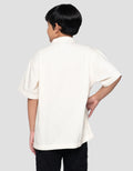 Nevada Fit Ecru Classic Collar And Pocket Kemeja Denim Oversize Anak Laki-laki