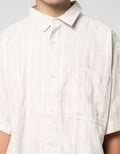 Nevada Fit Texture Linen Flat Collar Kemeja Oversize Anak Laki-laki