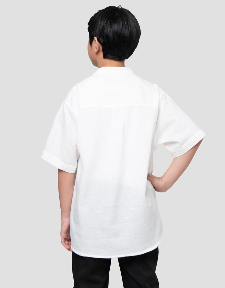 Nevada Casual Solid Linen Look Kemeja Koko Anak Laki-laki