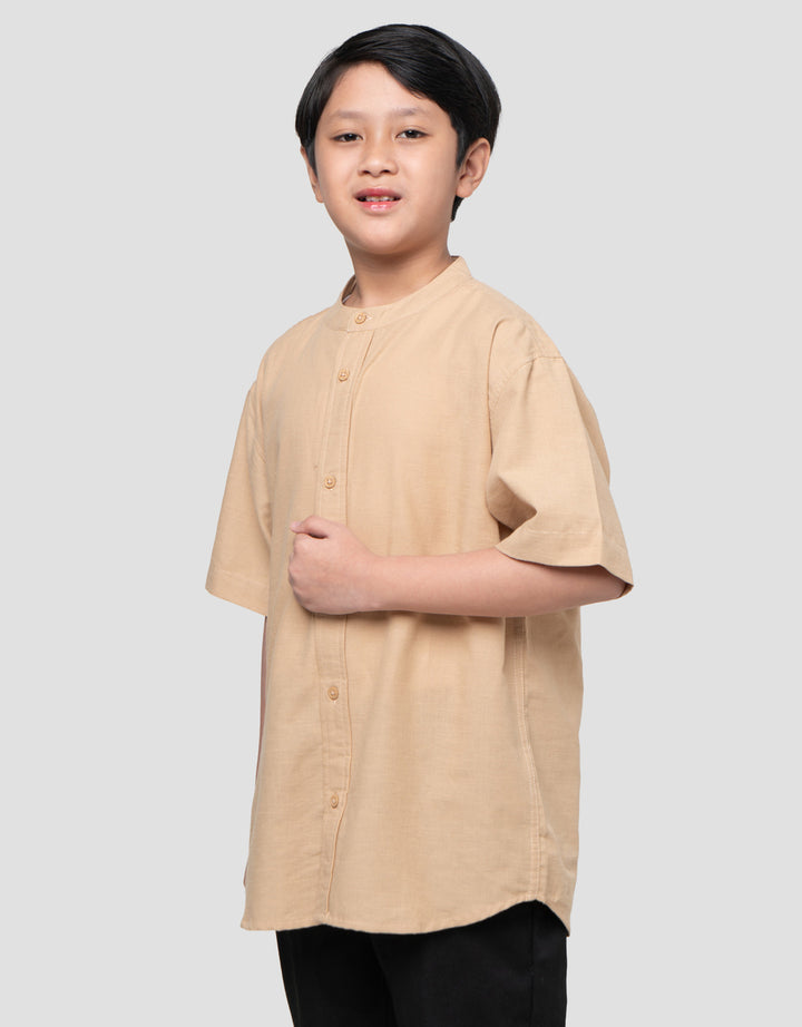 Nevada Casual Solid Linen Look Kemeja Koko Anak Laki-laki