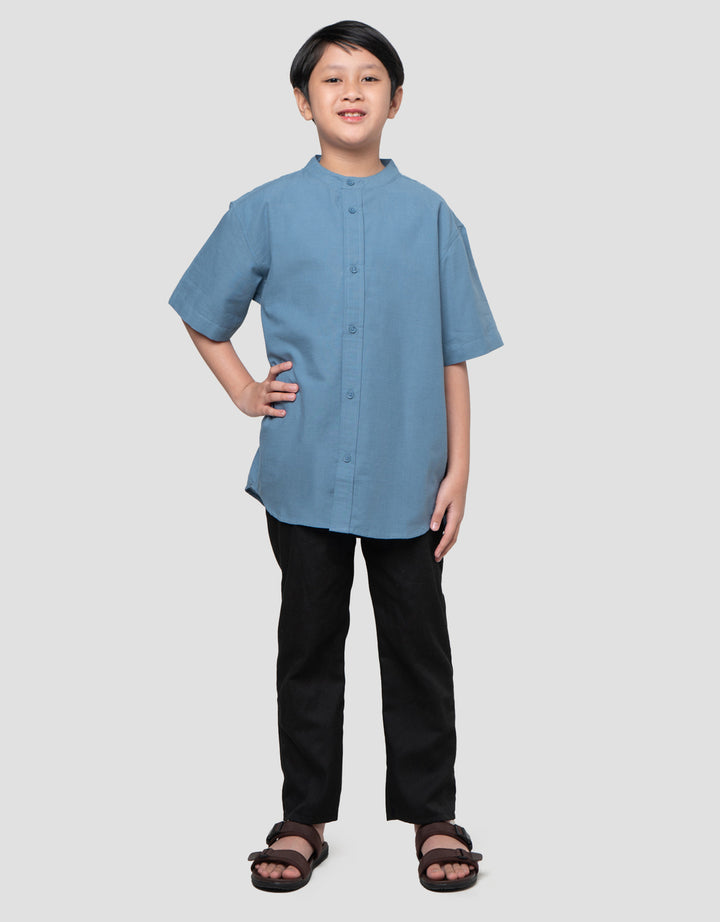 Nevada Casual Solid Linen Look Kemeja Koko Anak Laki-laki