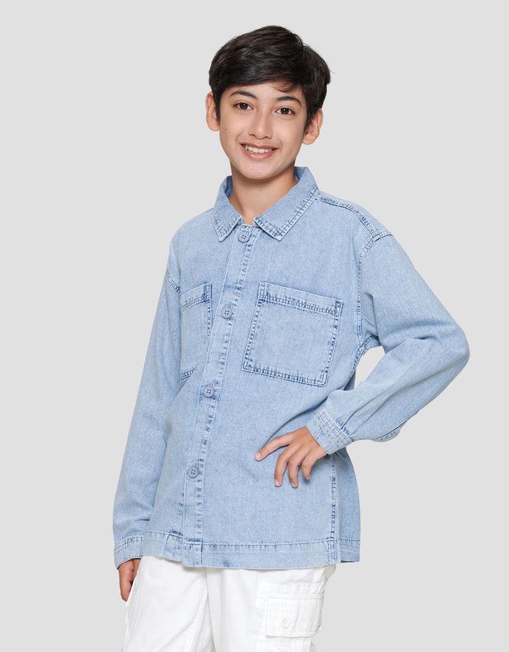 Nevada Big Front Pocket Kemeja Denim Anak Laki-laki