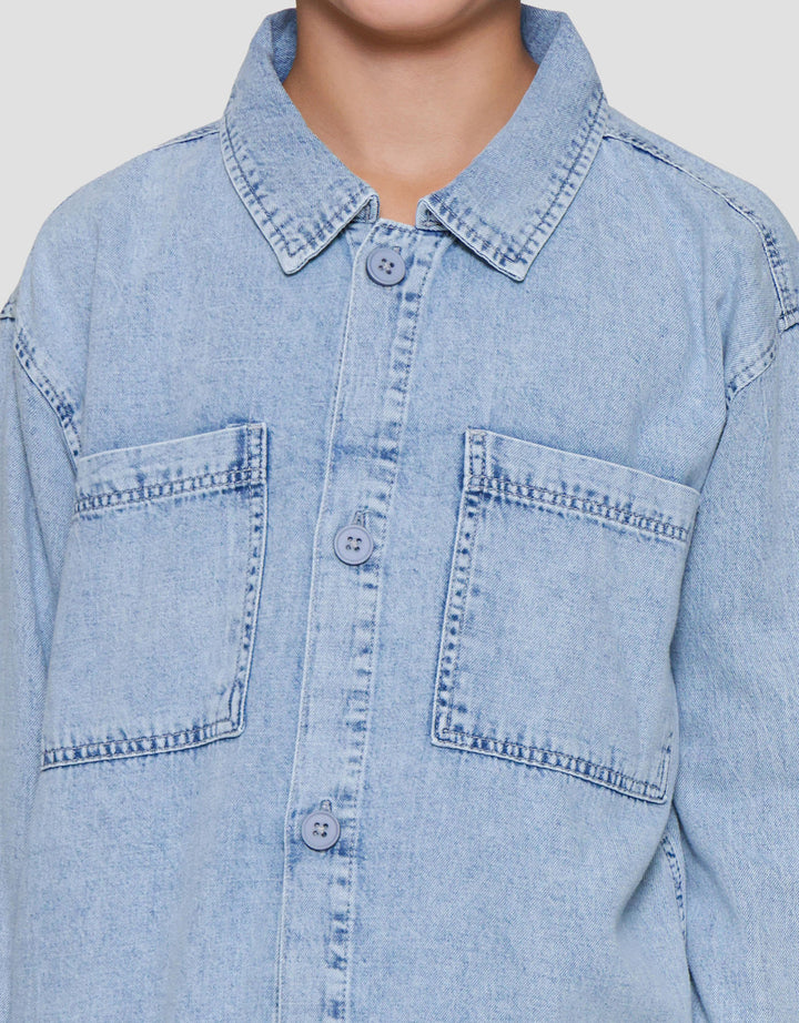 Nevada Big Front Pocket Kemeja Denim Anak Laki-laki