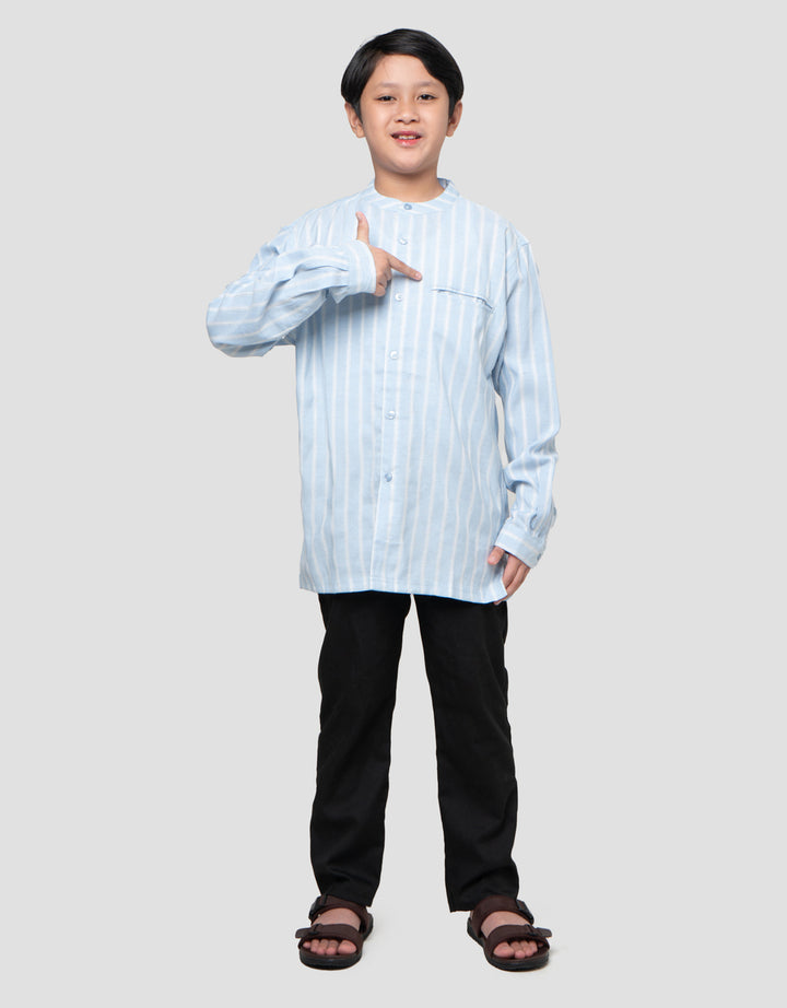 Nevada Casual Ticking Stripes Comfy Kemeja Koko Anak Laki-laki
