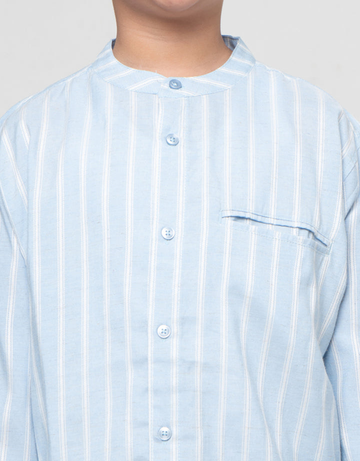 Nevada Casual Ticking Stripes Comfy Kemeja Koko Anak Laki-laki