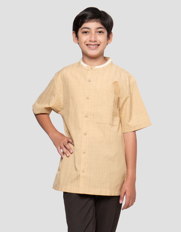Nevada Casual Dobby Checks Kemeja Koko Anak Laki-laki